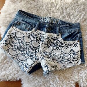 Rewash lace cut off summer denim jean shorts festival women’s size 1 25